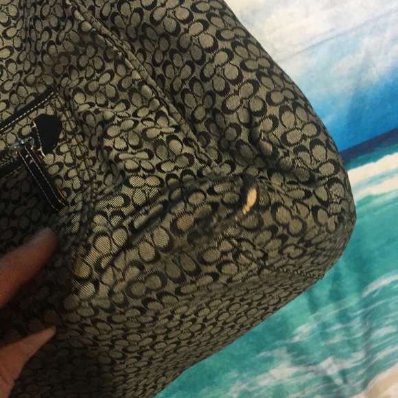 Coach large Tote black & brown. Side pockets needs - Picture 3 of 8